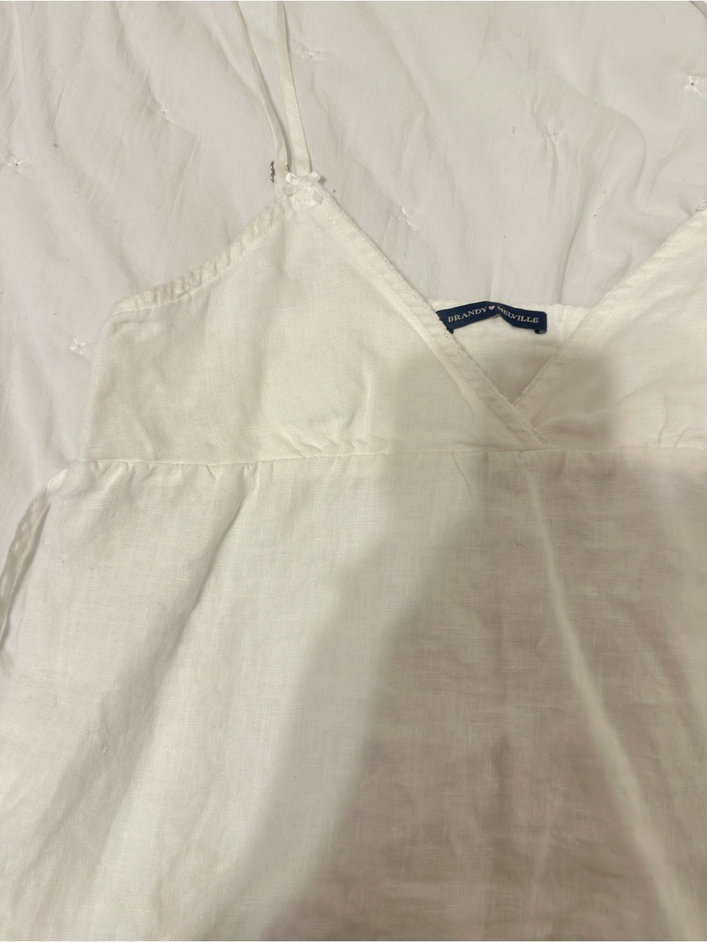 brandy melville white edith linen babydoll tank - Picture 4 of 7